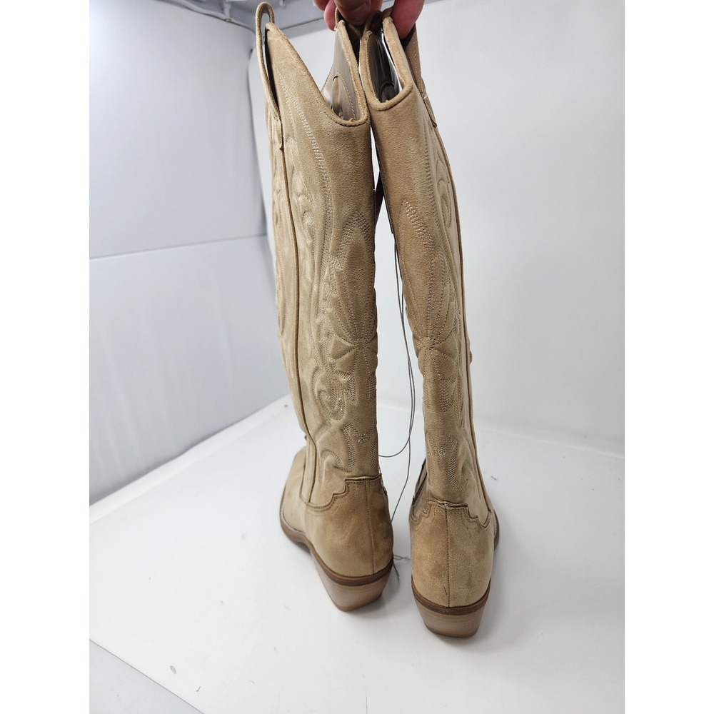 Universal Thread Tan Suede Western Knee-High Heeled Boots - Picture 6 of 13